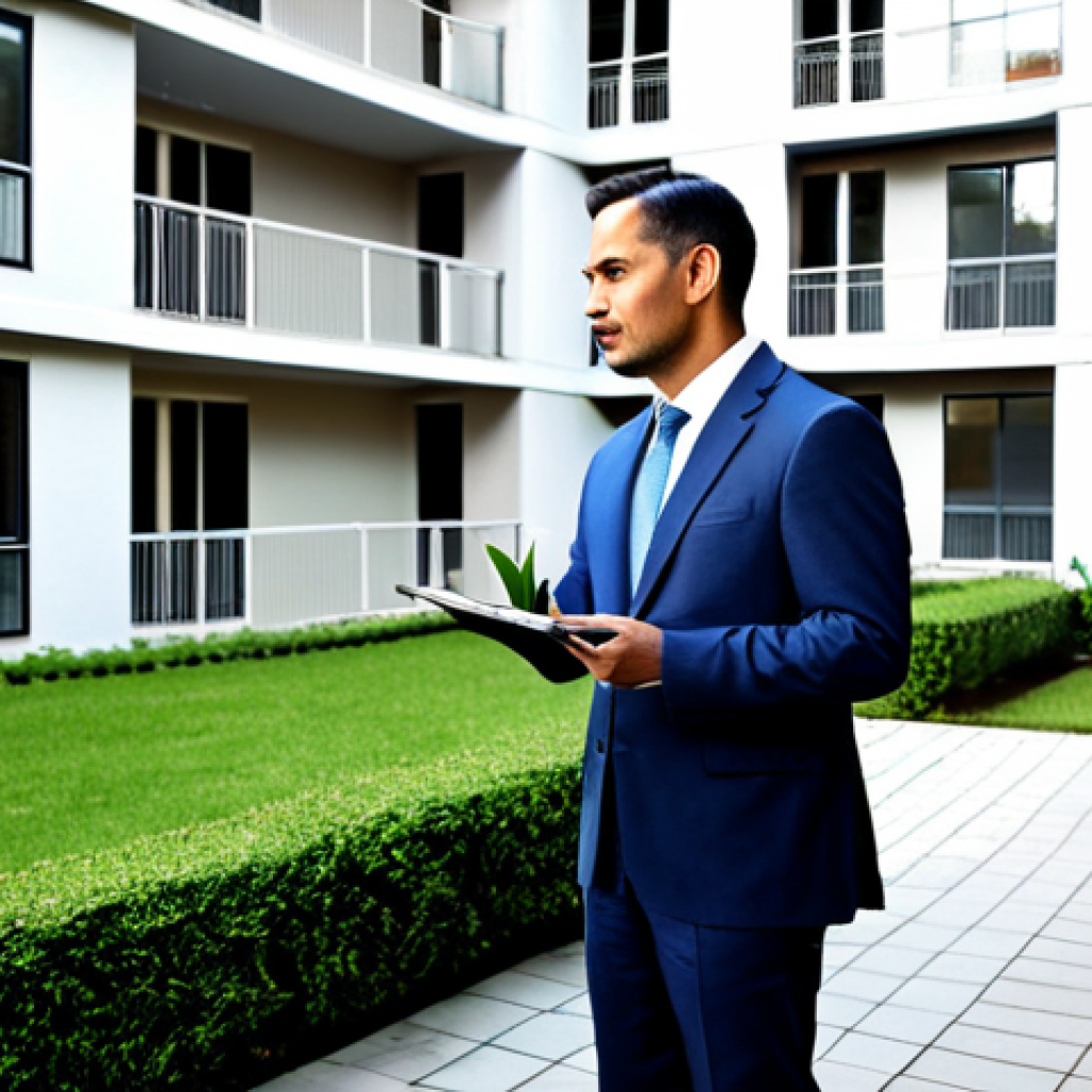 주택관리사 직업 전망 - Modern Property Manager**

"A competent property manager, fully clothed in professional attire, inte...