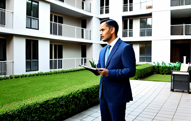 주택관리사 직업 전망 - Modern Property Manager**

"A competent property manager, fully clothed in professional attire, inte...