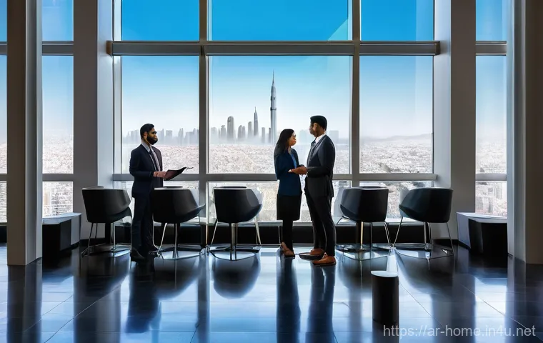 주택관리사 이직 성공 사례 - **Prompt:** "A highly competent Arab woman, mid-30s, dressed in a contemporary and modest business s...