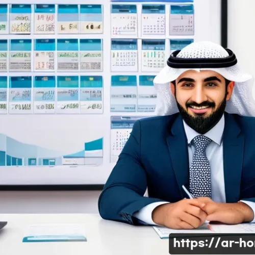 Home 28 주택관리사 자격증 유지 조건 - A professional Middle Eastern real estate manager in a modern office setting, wearing formal busines...