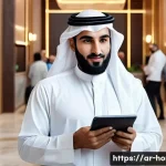 주택관리사로 일하며 얻은 교훈 - A professional Middle Eastern property manager engaging warmly with diverse Arab residents in a mode...