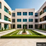주택관리사와 아파트 관리 회사 관계 - A modern residential apartment complex in a Middle Eastern urban setting during daytime, showcasing ...